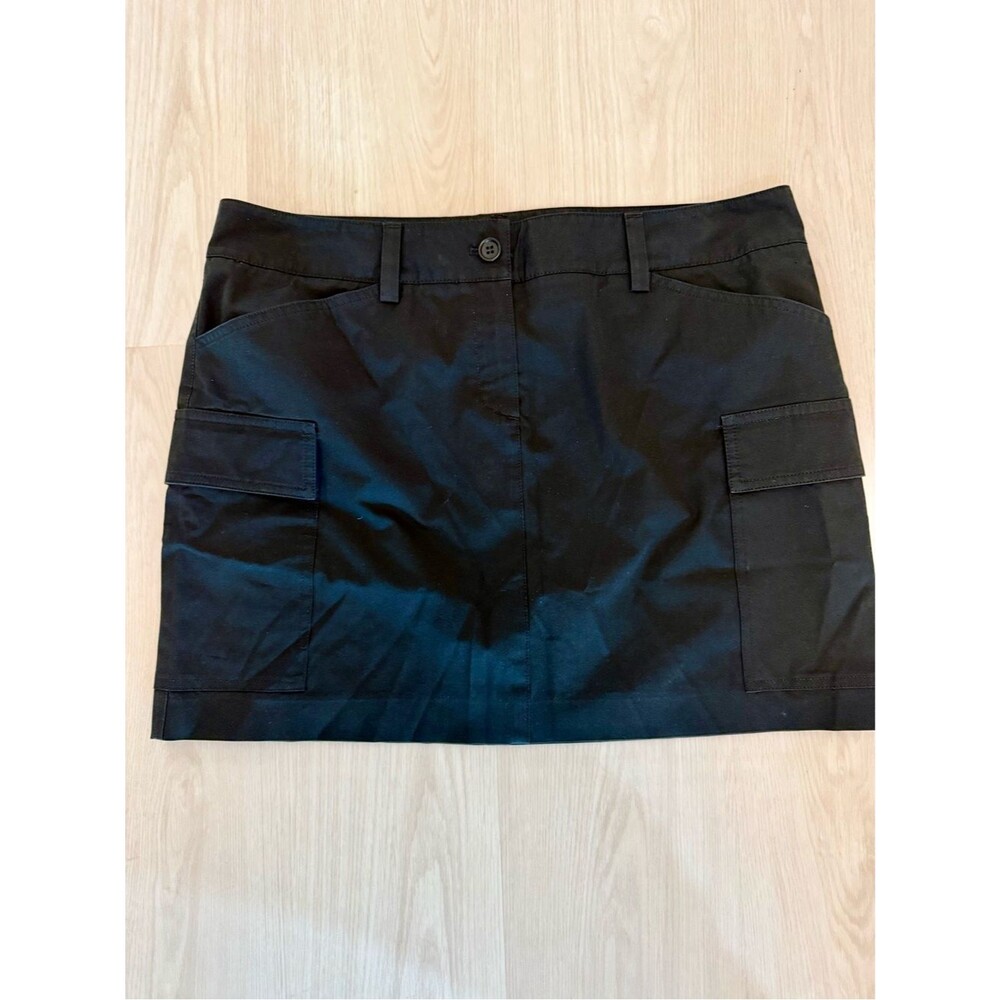 Theory Black Utility Cargo Mini Skirt EUC Size 12 - Picture 2 of 6